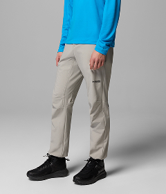 Waist-down image of a man wearing gray pants.