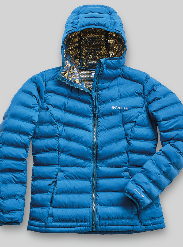 laydown of a blue women's jacket