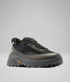 A black hiking shoe.