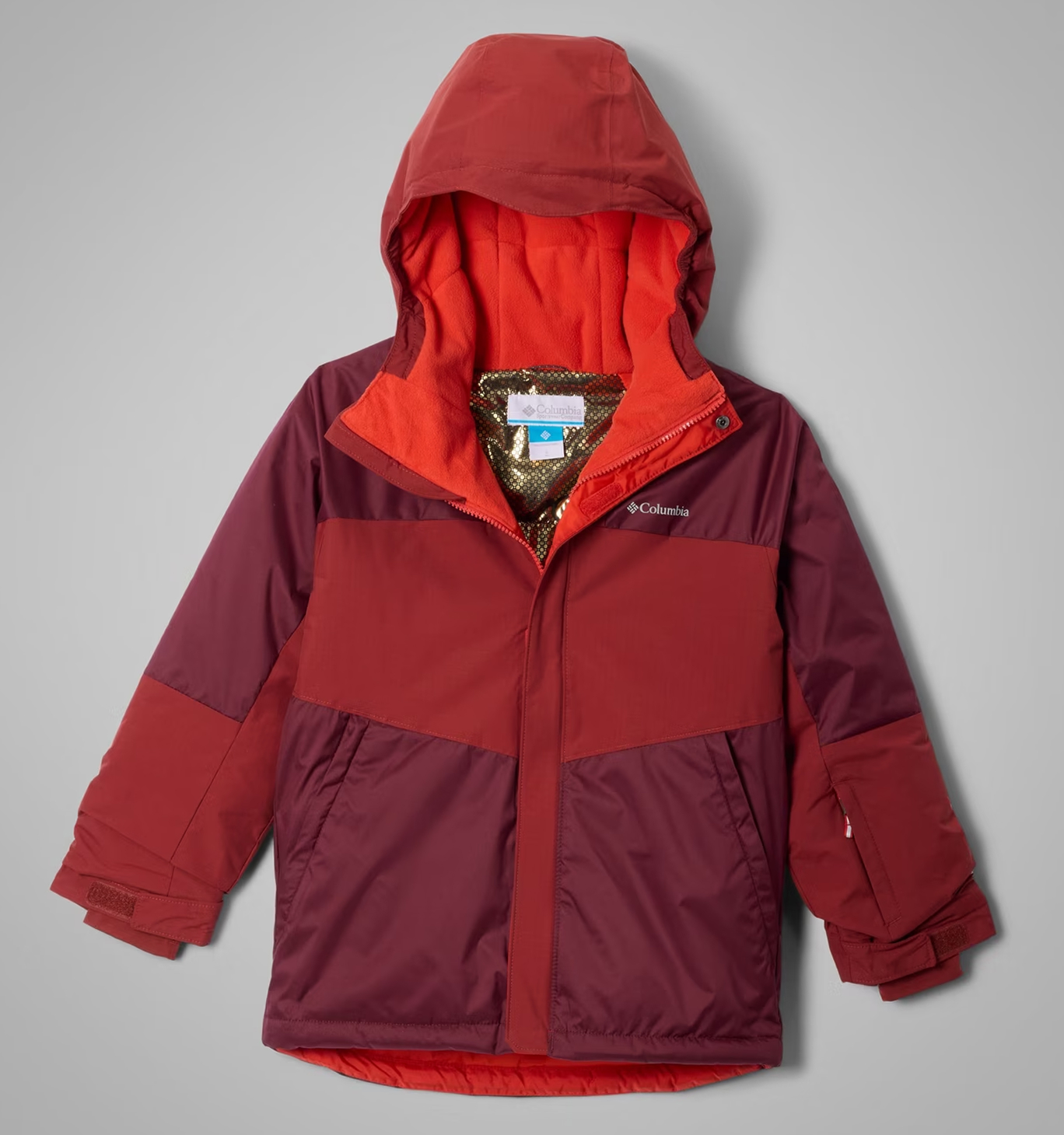 Flatlay of a red kids' jacket.