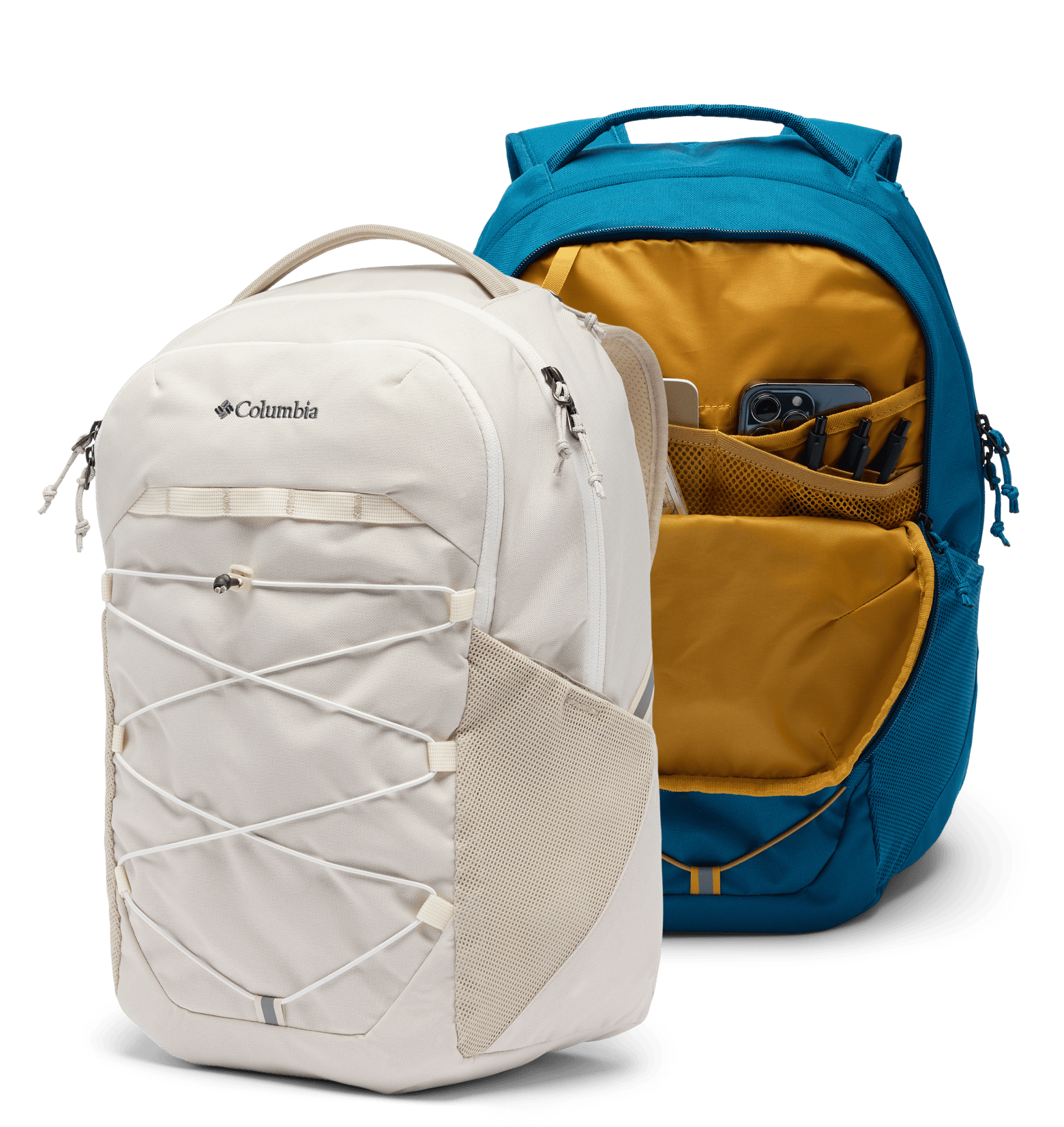 White + Blue & Yellow Backpacks